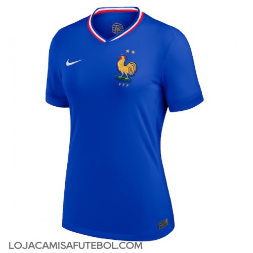 Camisa de Futebol França Equipamento Principal Mulheres Europeu 2024 Manga Curta